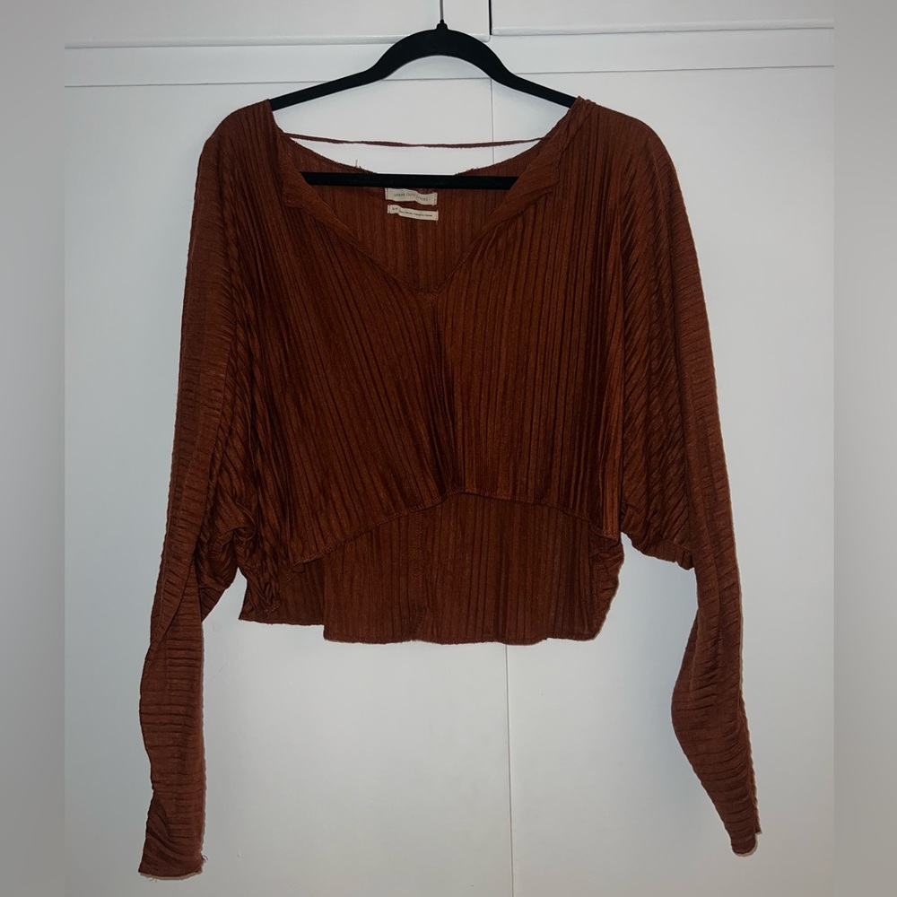 Urban Outfitters Brown Ruched Crop Blouse
